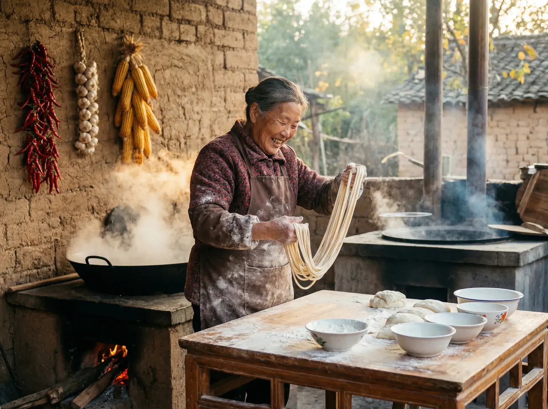 农家大嫂手擀面 - 能打电话的平板 乡村美食